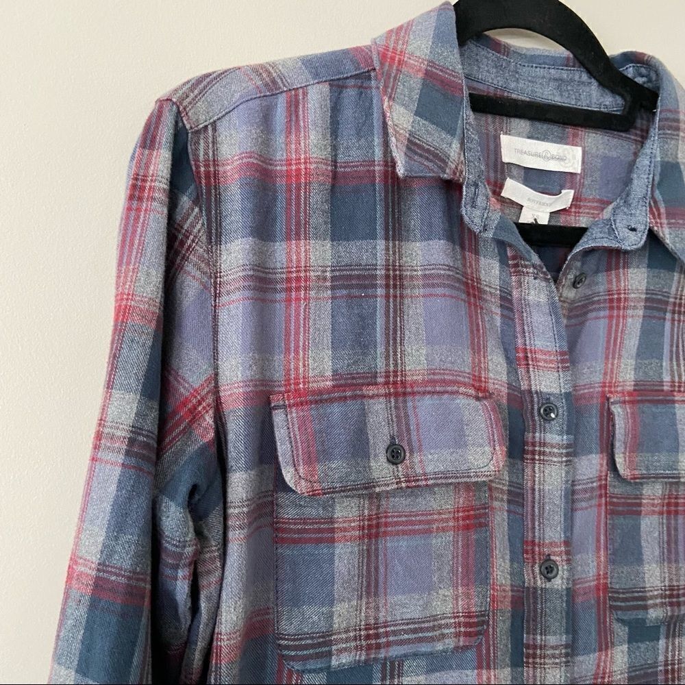 Nwt-treasure & Bond Raw Hem 100% Cotton Flannel - Picture 4 of 13